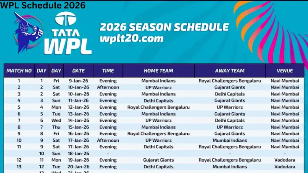 WPL Schedule 2026