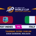 West Indies vs Italy Tickets 2026