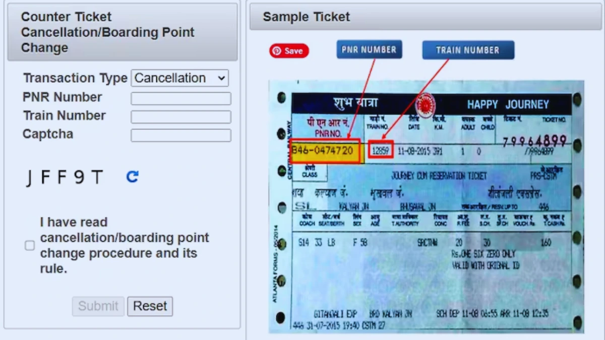 Counter Ticket Cancellation