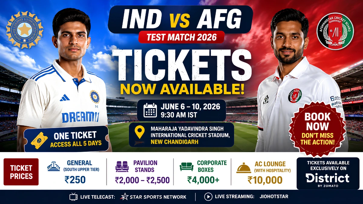 IND vs AFG Test Match Tickets